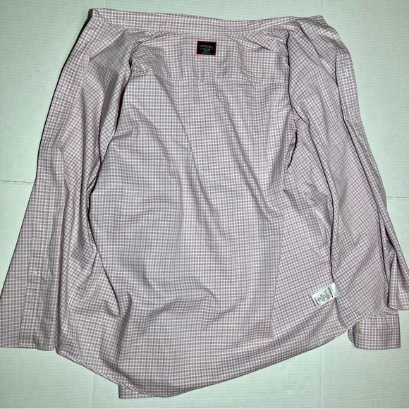Untuckit Mens Long Sleeve Button Up Shirt Size 2XL Pink White Checks 100% Cotton - Picture 9 of 10